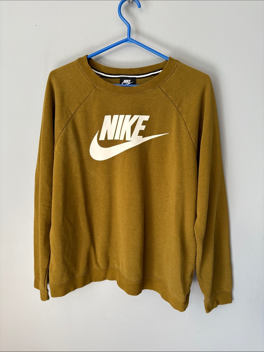 Nike Women's Crewneck Sweatshirt in Mustard with White Logo